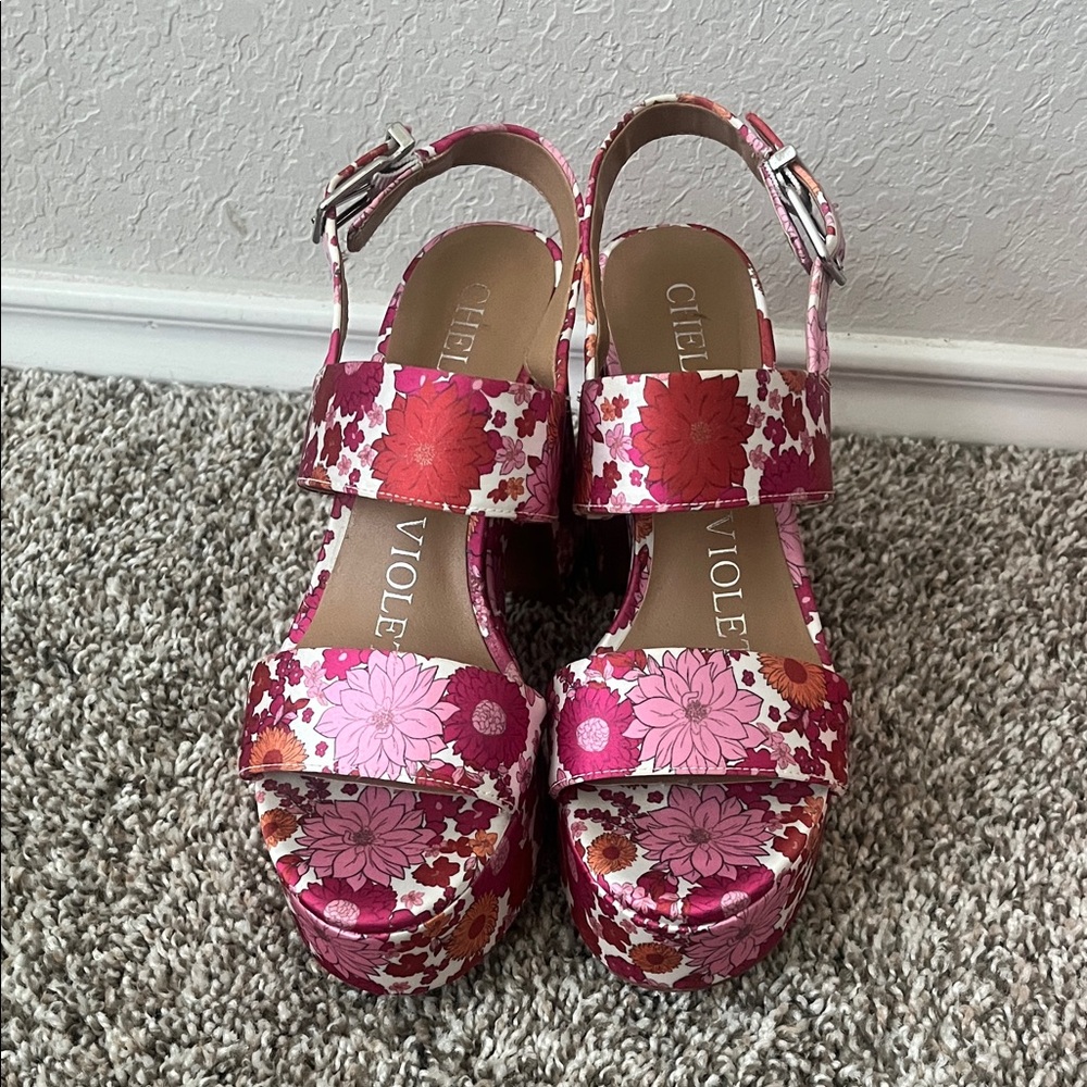 Cecelia New York Vibrant Floral Platform Sandals